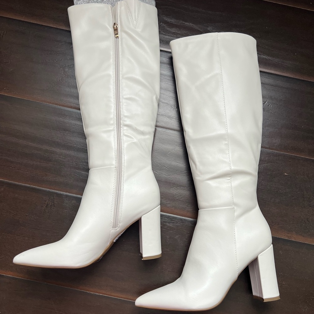 White Knee Boots